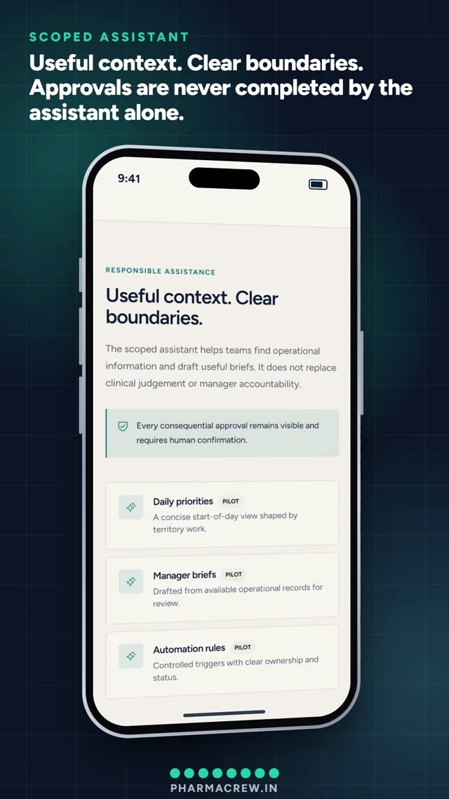 PharmaCrew scoped assistant screen