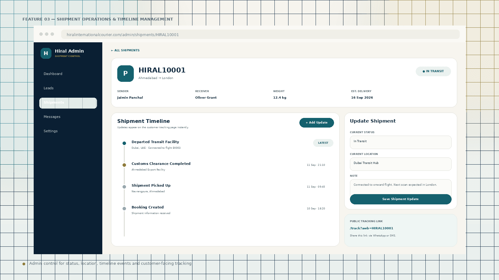 Hiral International Courier — Global Shipping & Tracking Platform — visual 3